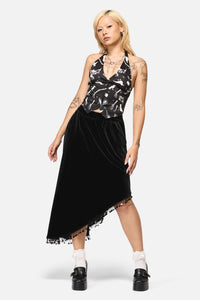Black Friday - Corbeau Print Halter Neck Top - black