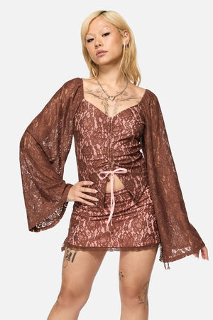 Black Friday - Increasing Silence Lace Top - pink-brown