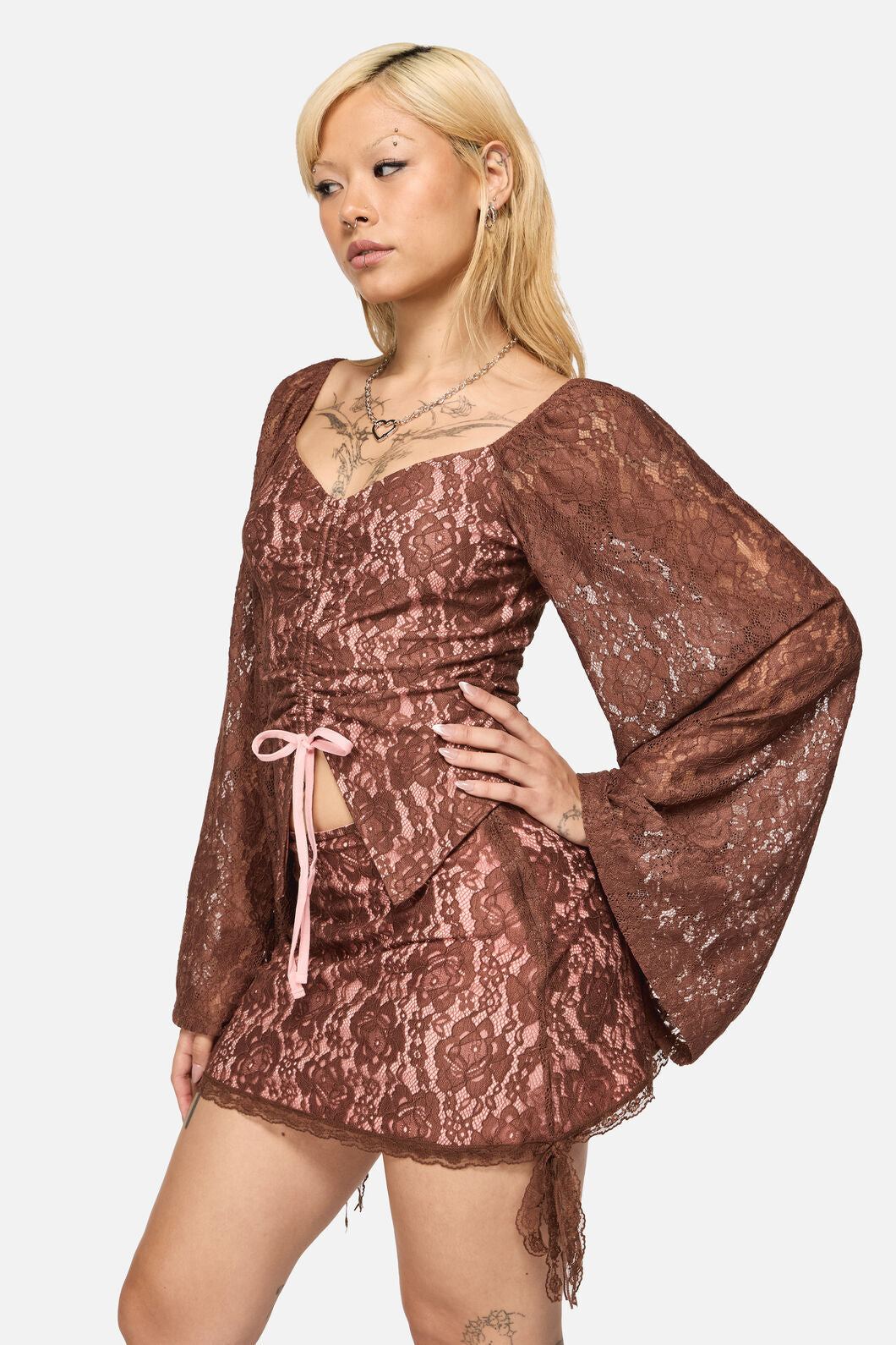 Black Friday - Increasing Silence Lace Top - pink-brown