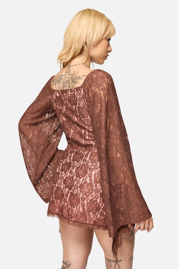 Black Friday - Increasing Silence Lace Top - pink-brown