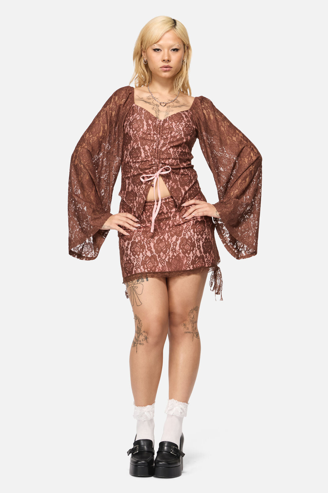 Black Friday - Increasing Silence Lace Top - pink-brown