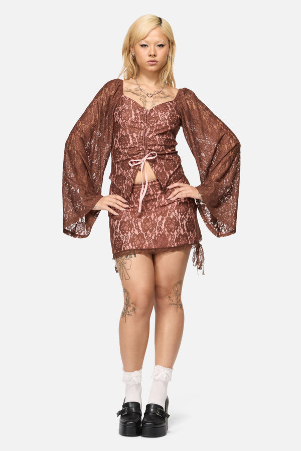 Black Friday - Increasing Silence Lace Top - pink-brown