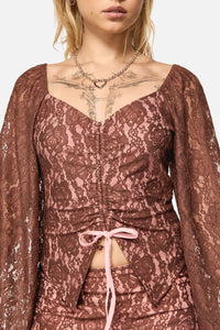 Black Friday - Increasing Silence Lace Top - pink-brown
