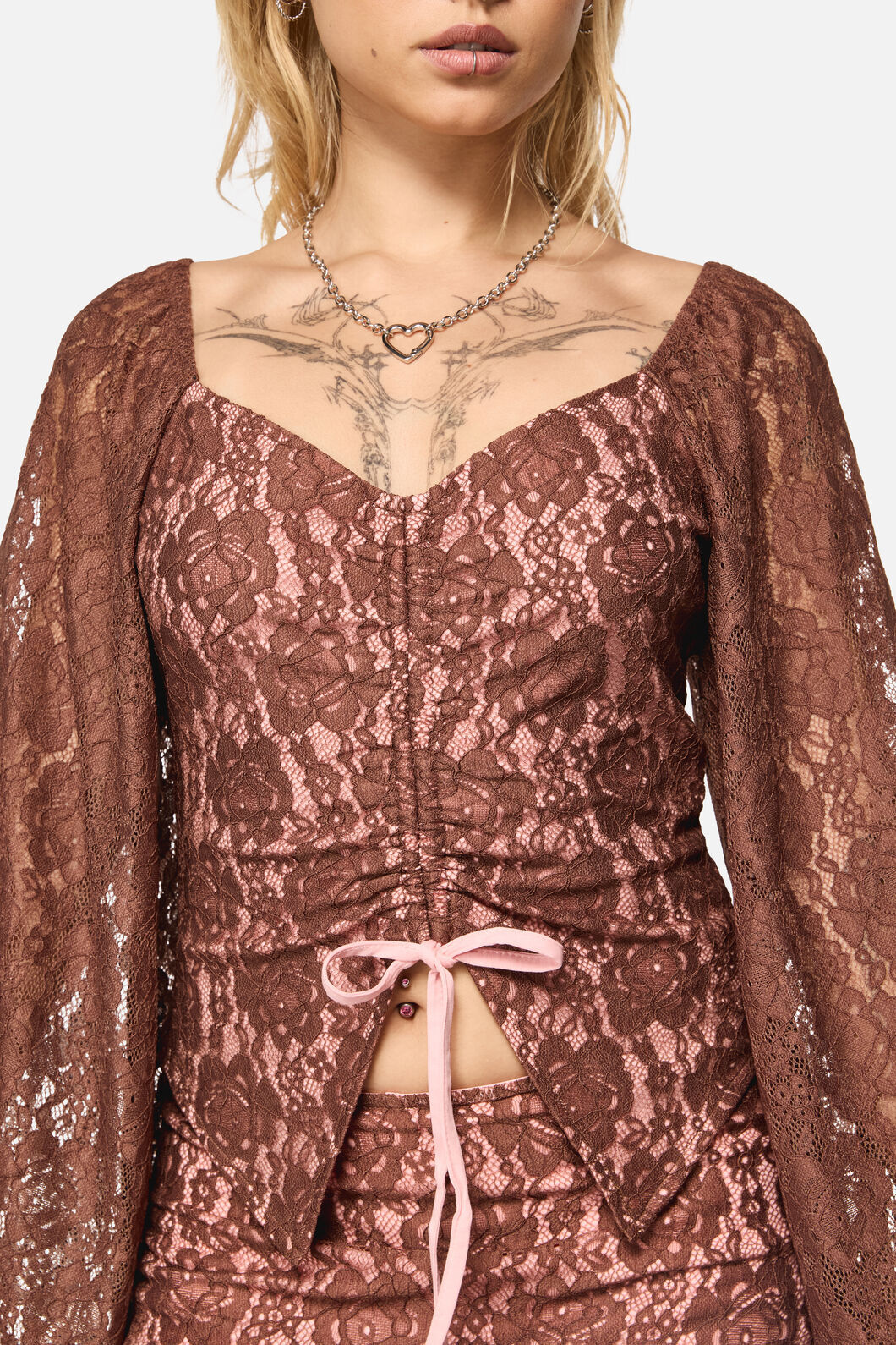 Black Friday - Increasing Silence Lace Top - pink-brown