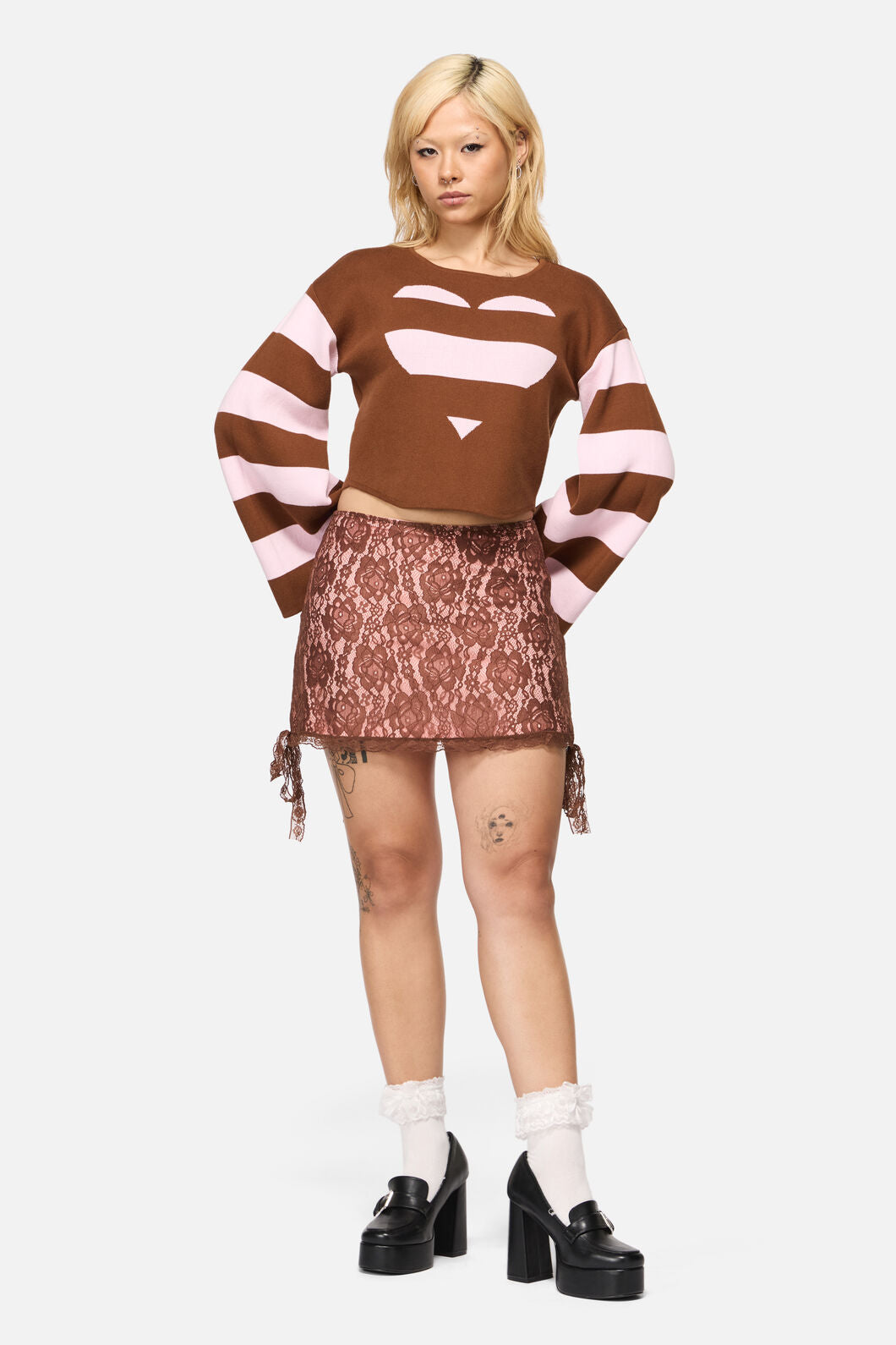 Black Friday - Increasing Silence Lace Skort - pink-brown