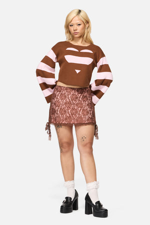 Black Friday - Increasing Silence Lace Skort - pink-brown