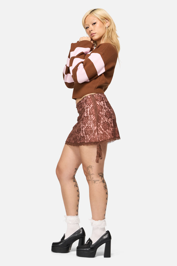 Black Friday - Increasing Silence Lace Skort - pink-brown