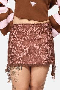 Black Friday - Increasing Silence Lace Skort - pink-brown