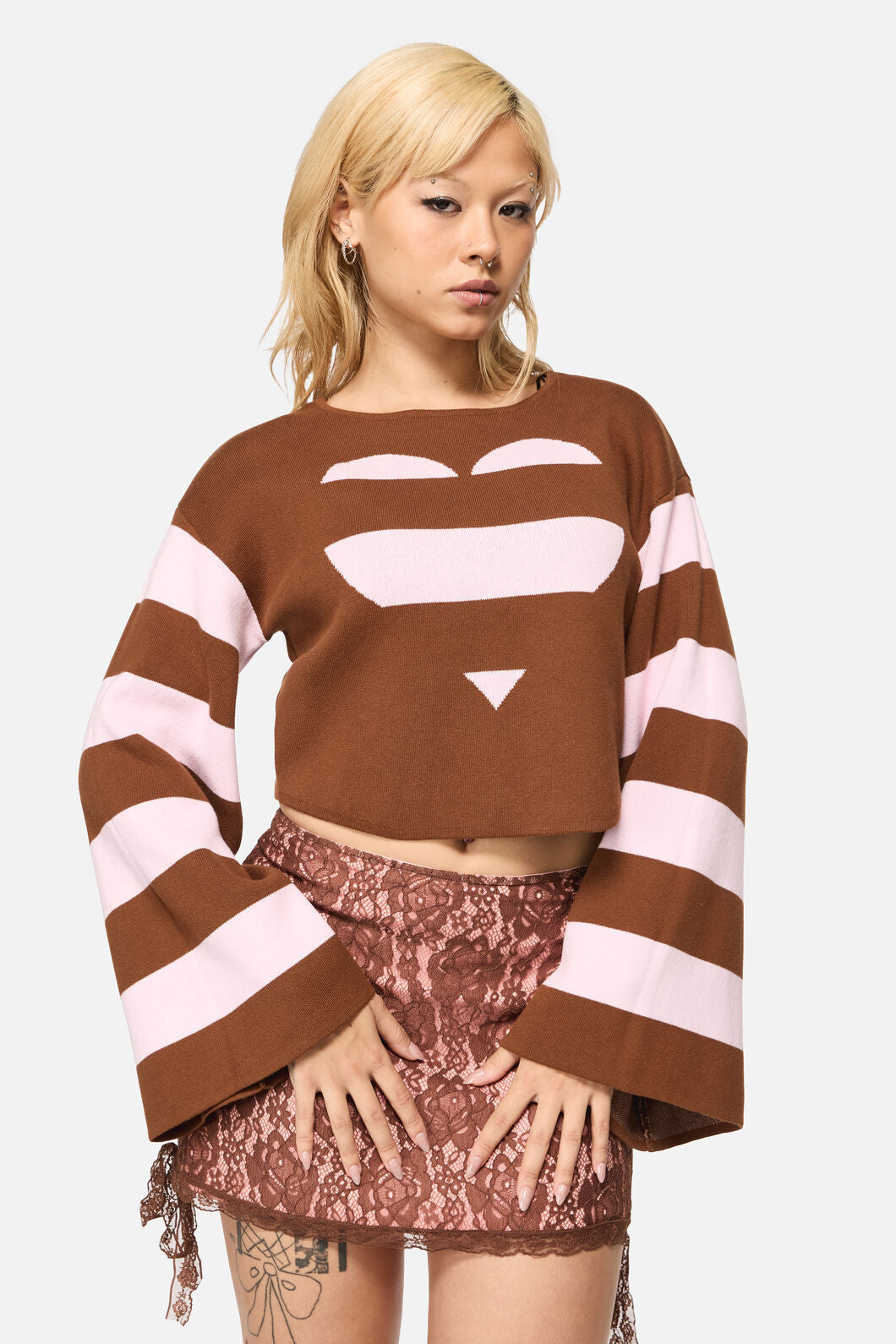 Black Friday - Increasing Silence Cropped Knit - pink-brown