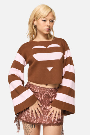 Black Friday - Increasing Silence Cropped Knit - pink-brown