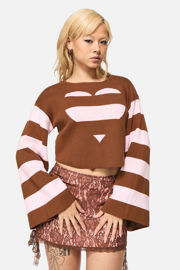 Black Friday - Increasing Silence Cropped Knit - pink-brown