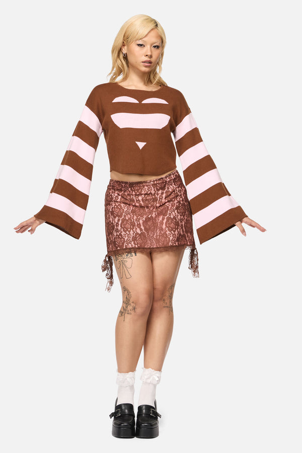 Black Friday - Increasing Silence Cropped Knit - pink-brown