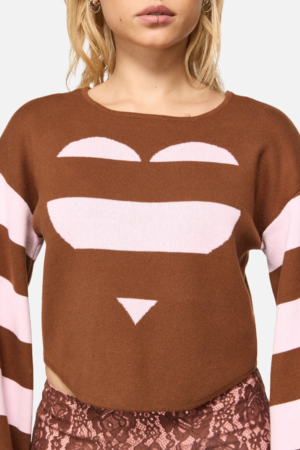 Black Friday - Increasing Silence Cropped Knit - pink-brown
