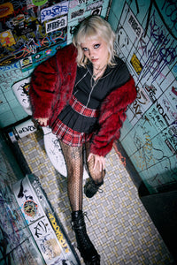 Black Friday - Louve Tartan Punk Layer Skirt - red-black
