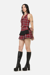 Black Friday - Louve Tartan Punk Layer Skirt - red-black