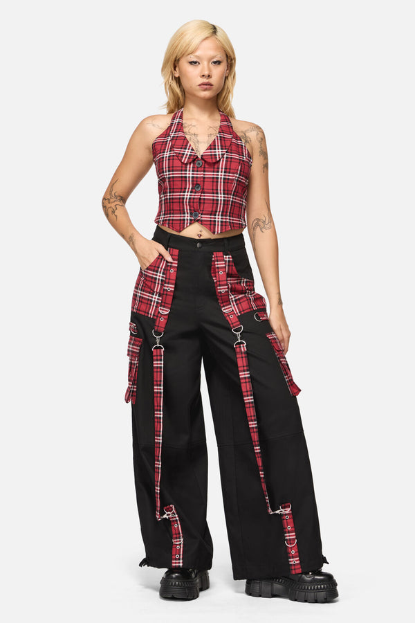 Black Friday - Louve Punk Tartan Cargo Pant - red-black