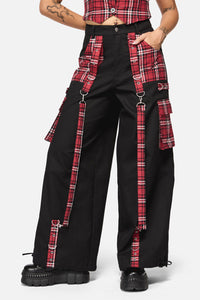 Black Friday - Louve Punk Tartan Cargo Pant - red-black