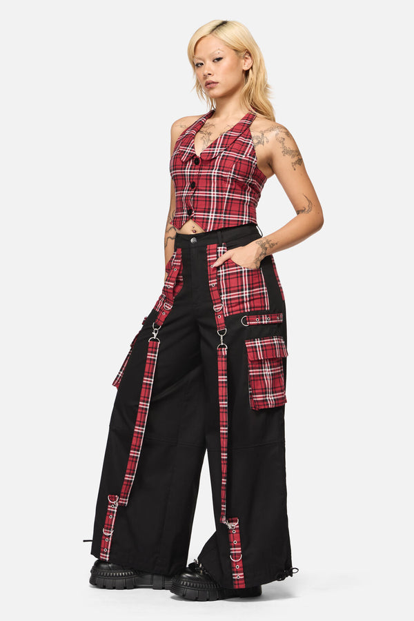 Black Friday - Louve Punk Tartan Cargo Pant - red-black