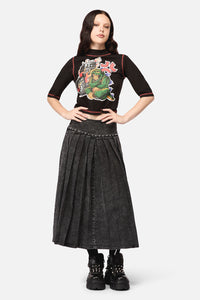 Black Friday - Riot Punk Denim Midi Skirt - black