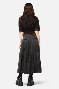 Black Friday - Riot Punk Denim Midi Skirt - black