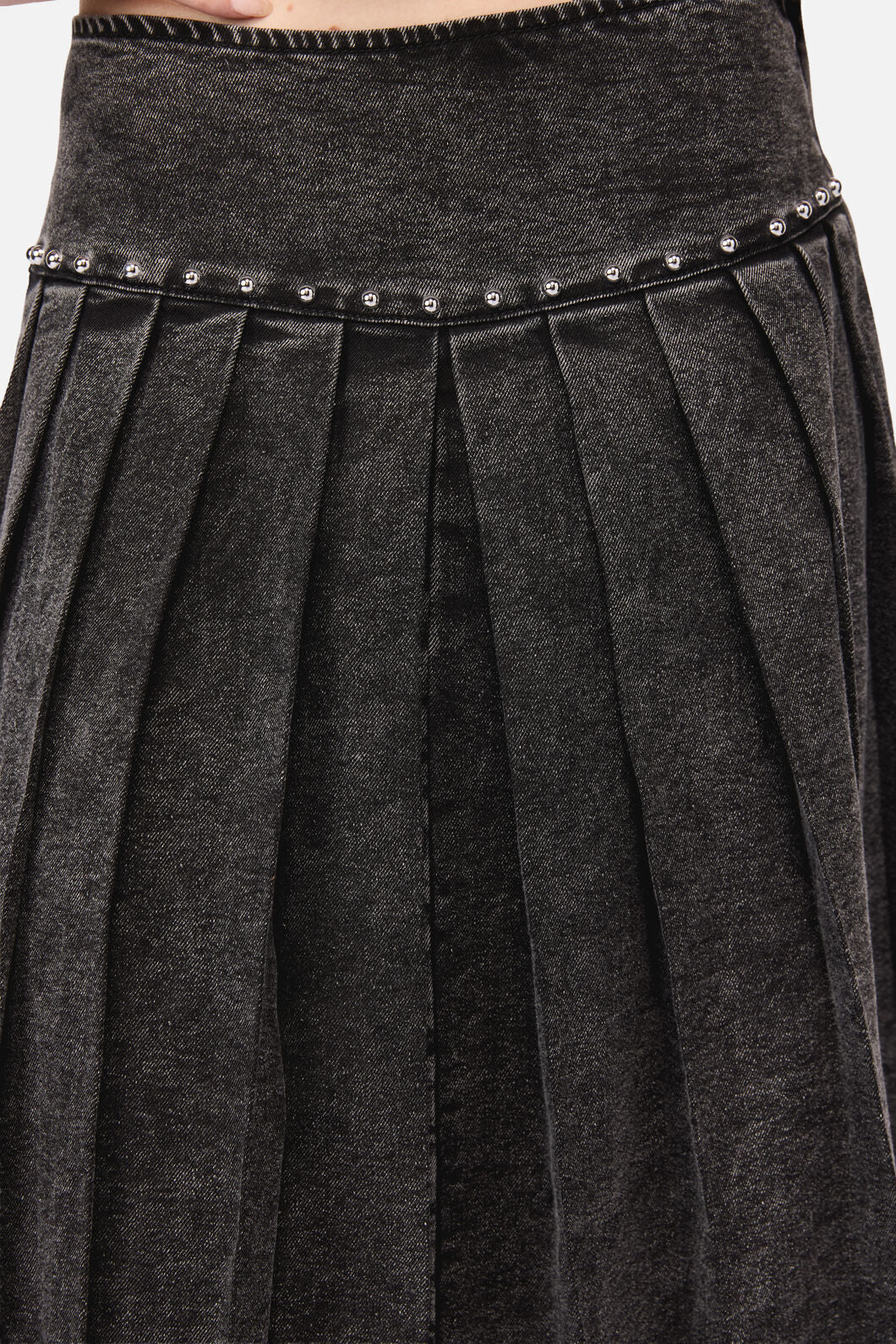 Black Friday - Riot Punk Denim Midi Skirt - black