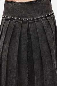 Black Friday - Riot Punk Denim Midi Skirt - black