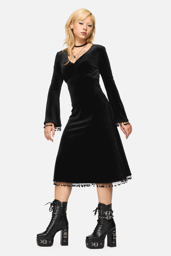 Black Friday - Wingspan Goth Midi Dress - black