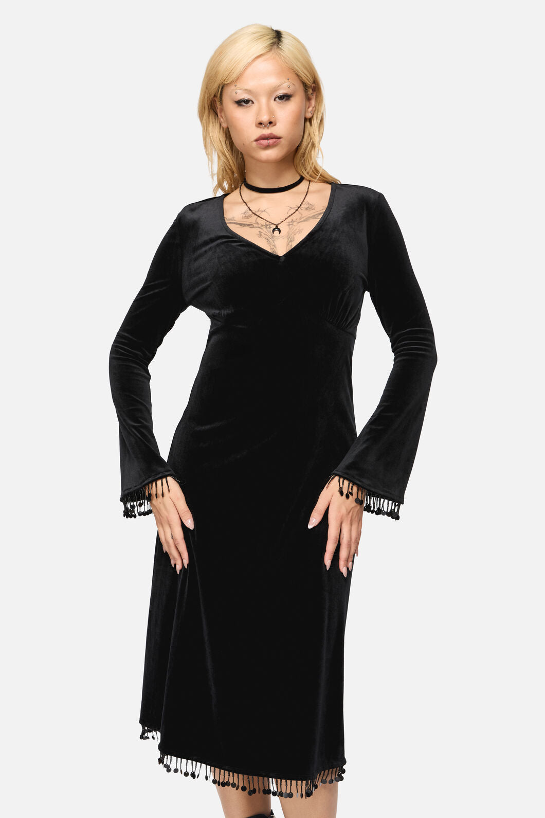 Black Friday - Wingspan Goth Midi Dress - black