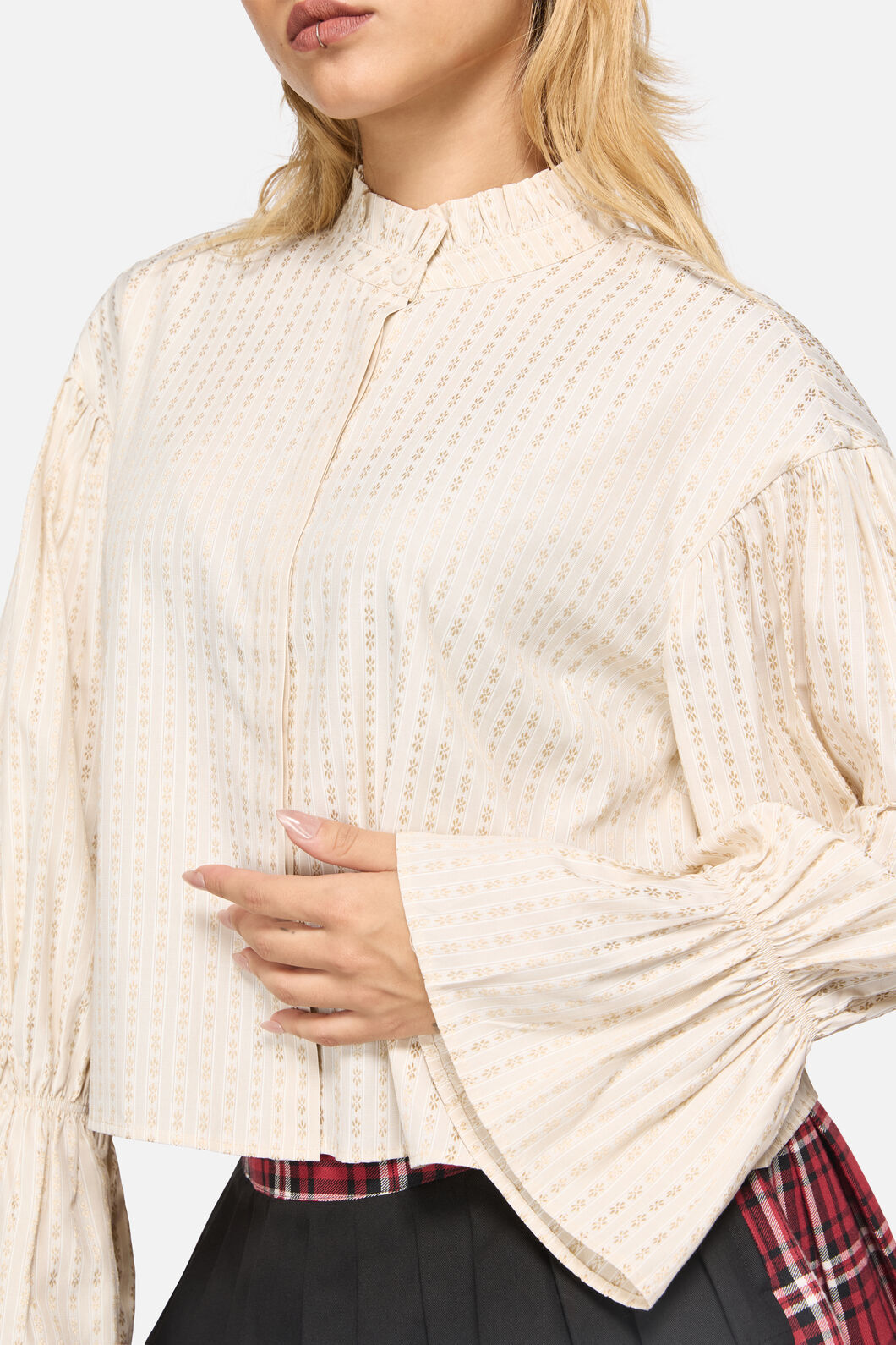 Black Friday - Wolves Goth Blouse - cream