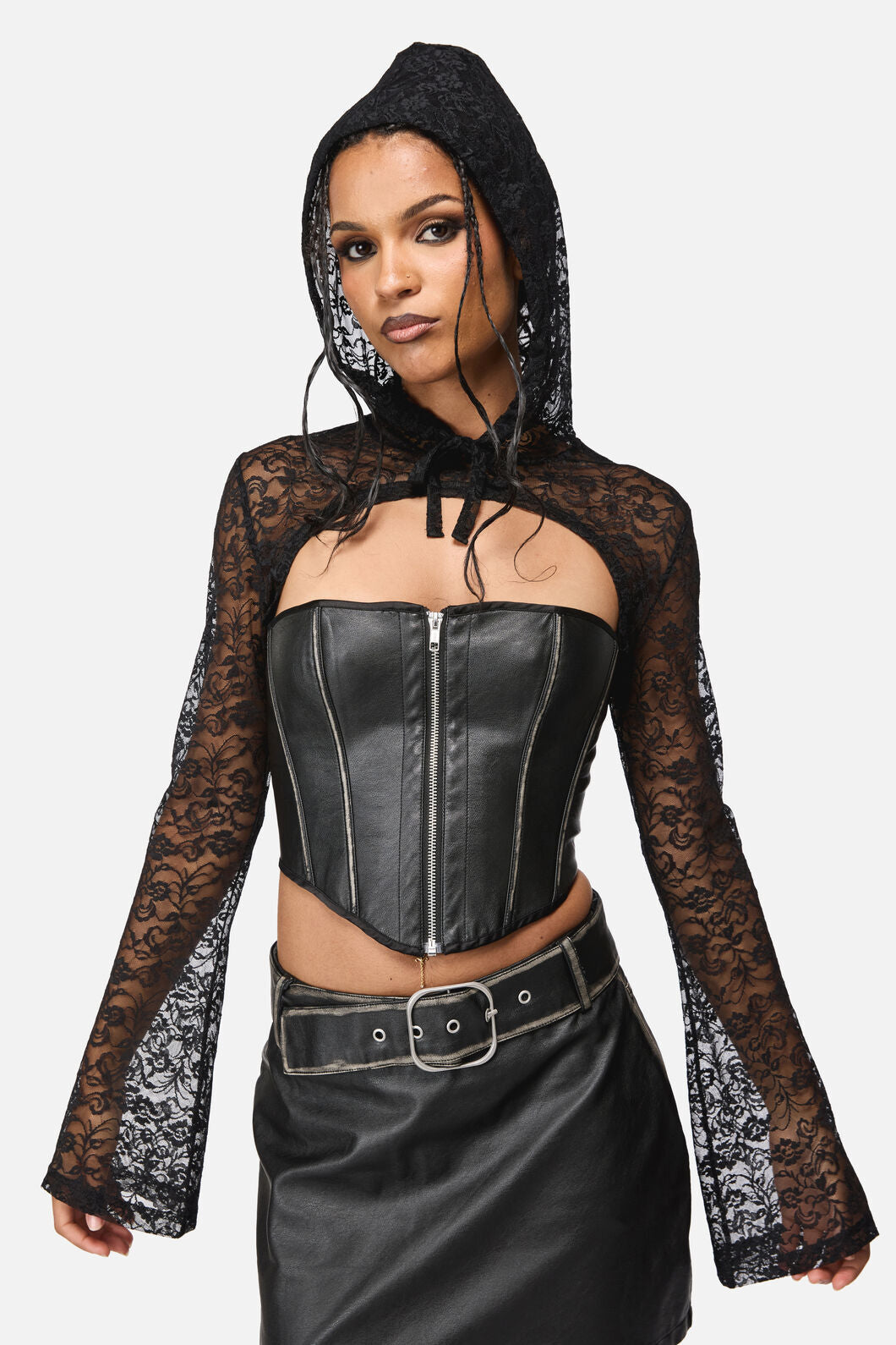 Black Friday - Dame Lace Hood Top - black