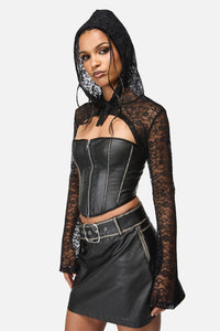 Black Friday - Dame Lace Hood Top - black