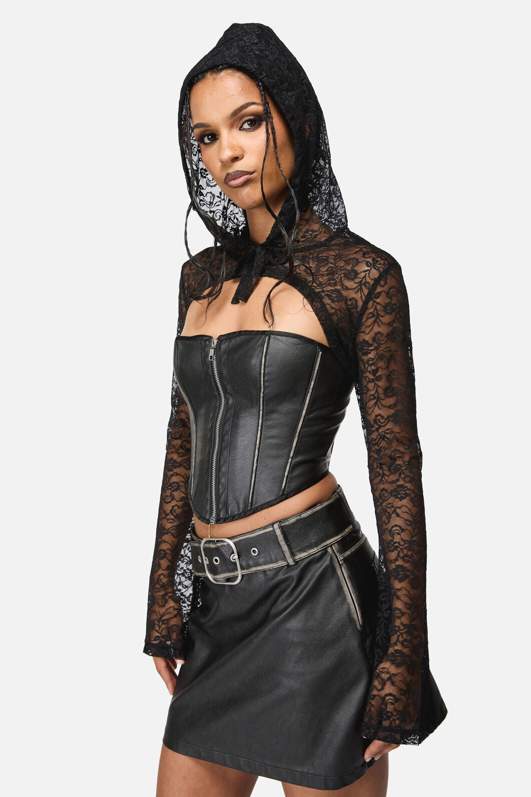Black Friday - Dame Lace Hood Top - black
