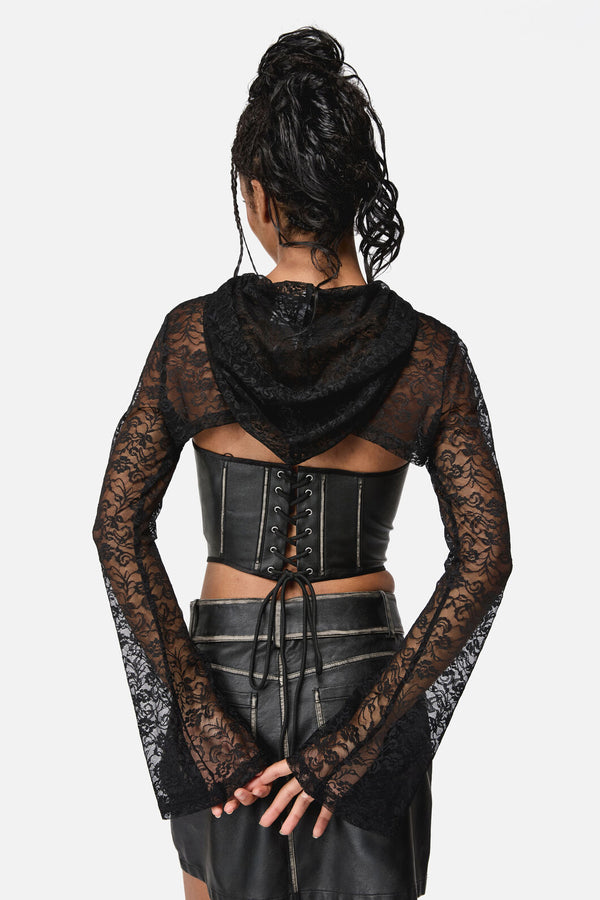 Black Friday - Dame Lace Hood Top - black