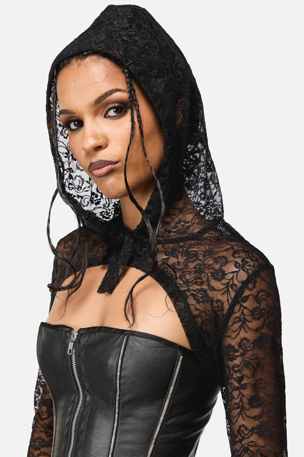Black Friday - Dame Lace Hood Top - black