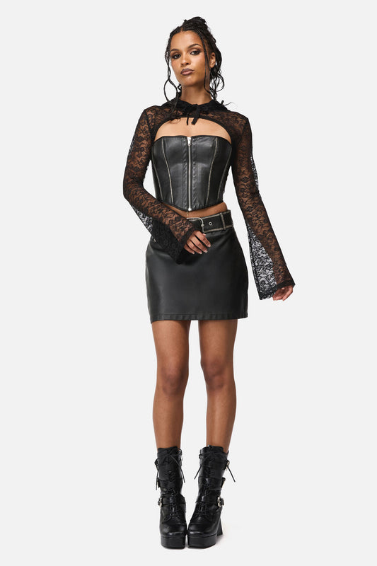 Black Friday - Dame Lace Hood Top - black