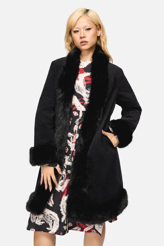Black Friday - Wolves Velvet Coat - black