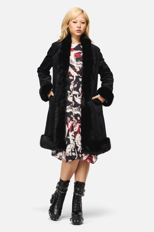 Black Friday - Wolves Velvet Coat - black