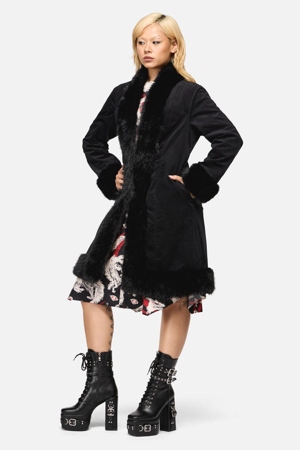 Black Friday - Wolves Velvet Coat - black