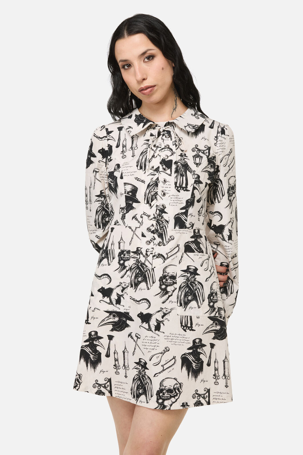 Black Friday - Plague Doctor Goth Dress - cream