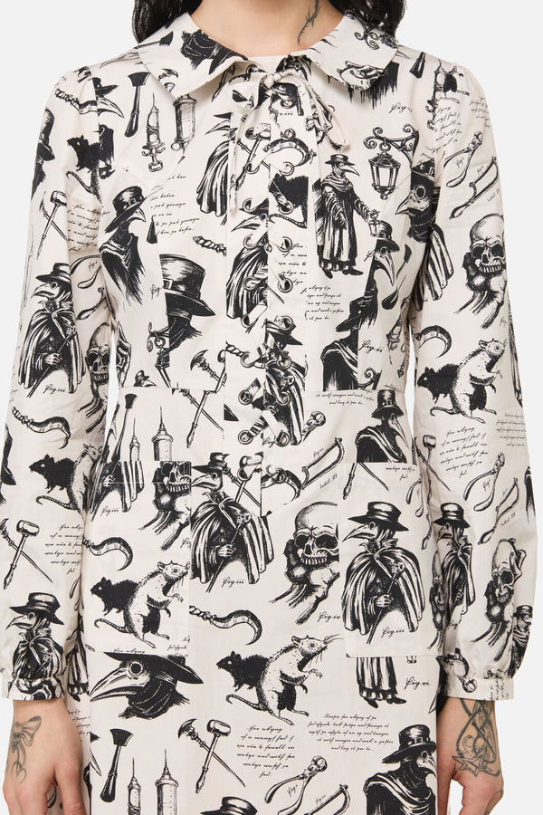 Black Friday - Plague Doctor Goth Dress - cream