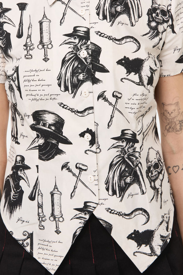 Black Friday - Plague Doctor Goth Blouse - cream