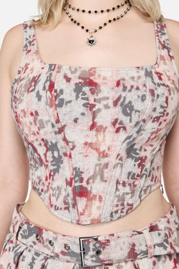 Black Friday - Lesions Tartan Goth Corset Top - multi
