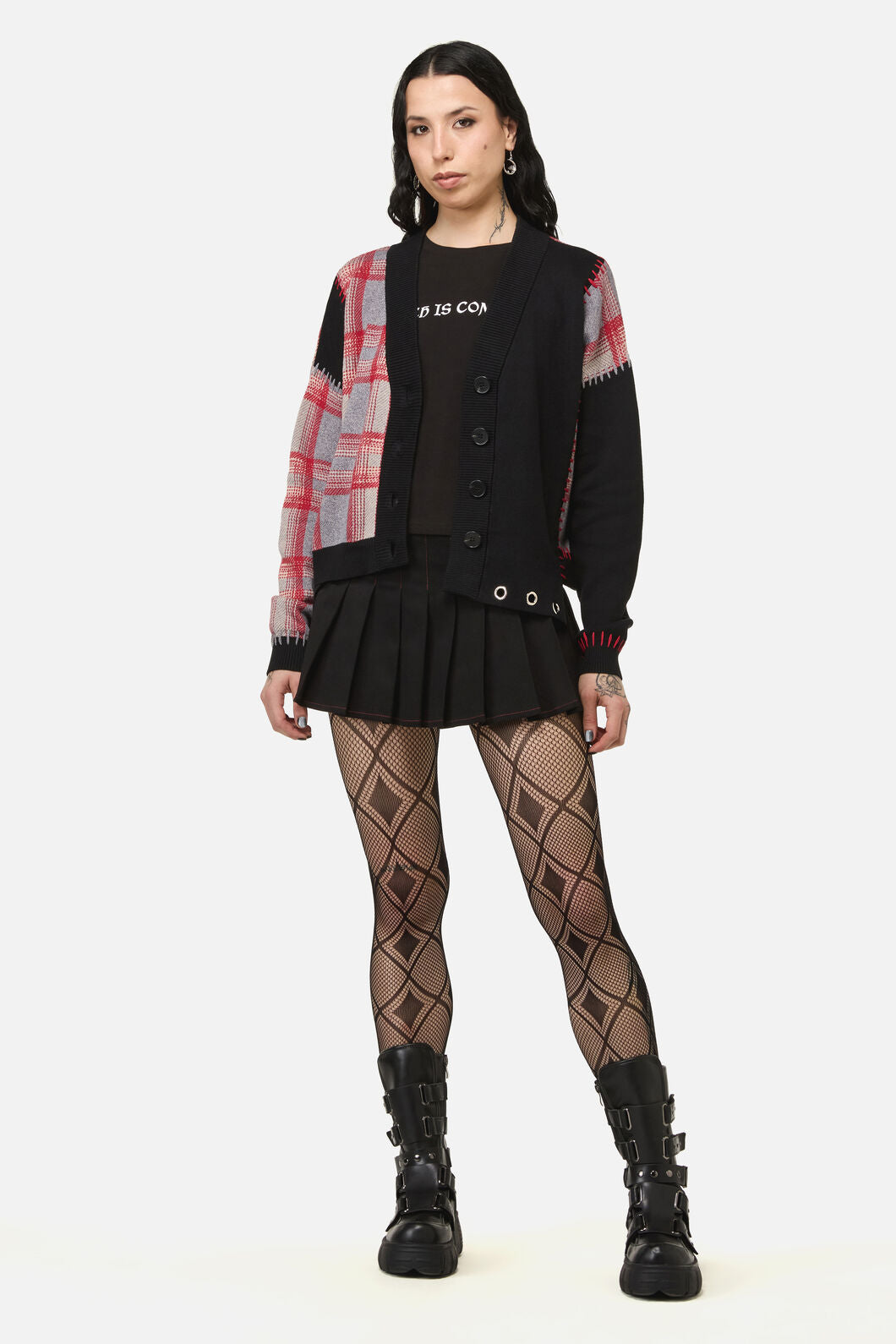 Black Friday - Lesions Tartan Goth Cardigan - multi