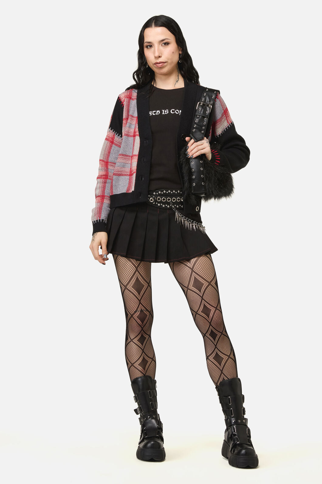 Black Friday - Lesions Tartan Goth Cardigan - multi