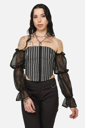 Black Friday - Link Pin Stripe Top - black