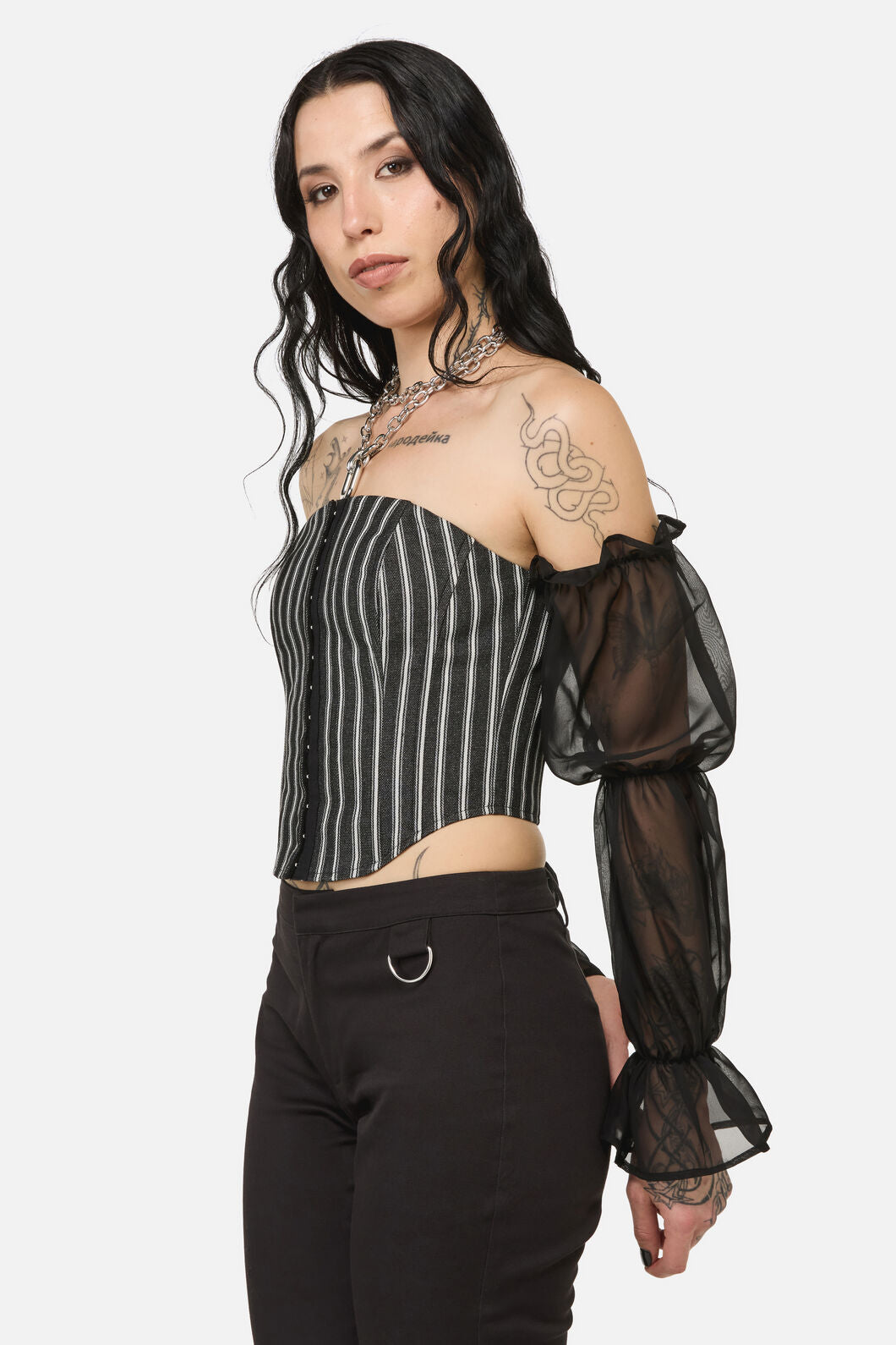 Black Friday - Link Pin Stripe Top - black