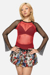 Black Friday - Facade Goth Mesh Top - black-red