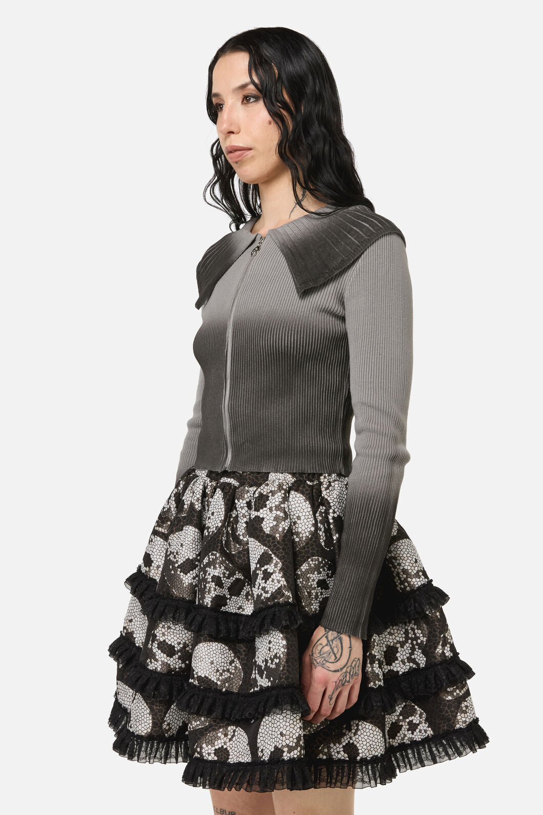Black Friday - Bonez Gradient Zip Cardigan - grey-black