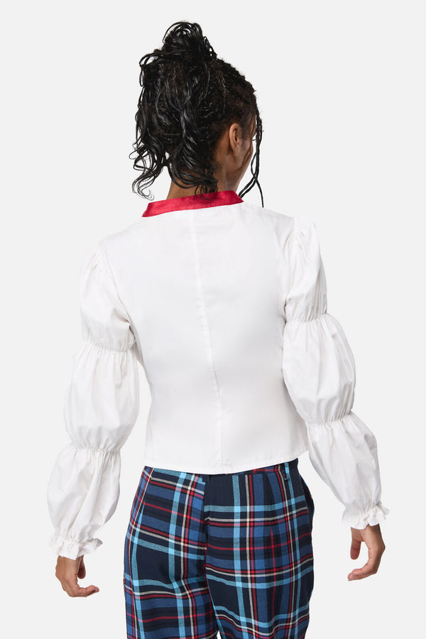 Black Friday - Dame Long Sleeve Ribbon Blouse - white