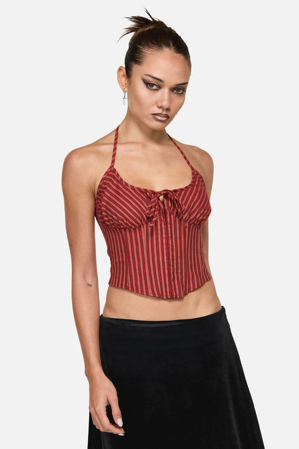 Black Friday - Faire Stripe Corset - red-gold